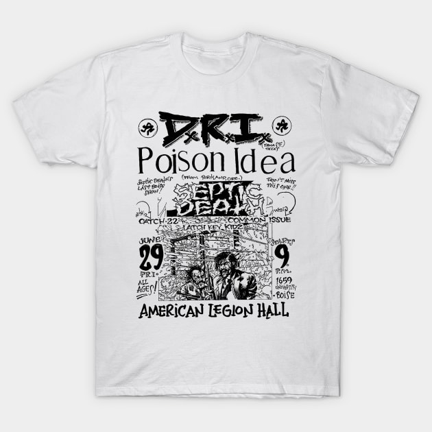 D.R.I. / Poison Idea / Septic Death Punk Flyer T-Shirt by Punk Flyer Archive